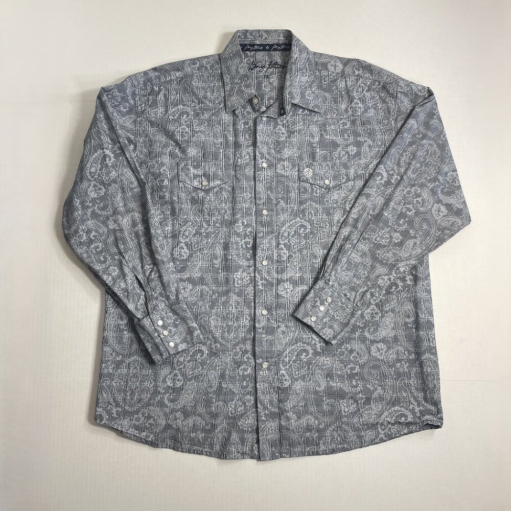 Wrangler Pearl Snap Shirt Mens XL George Strait Troubadour Western Paisley